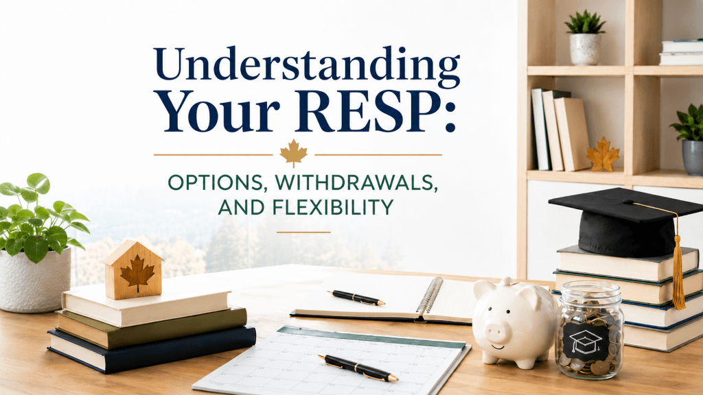 Understanding Your RESP. Picture of a desk with school books and a graduation hat