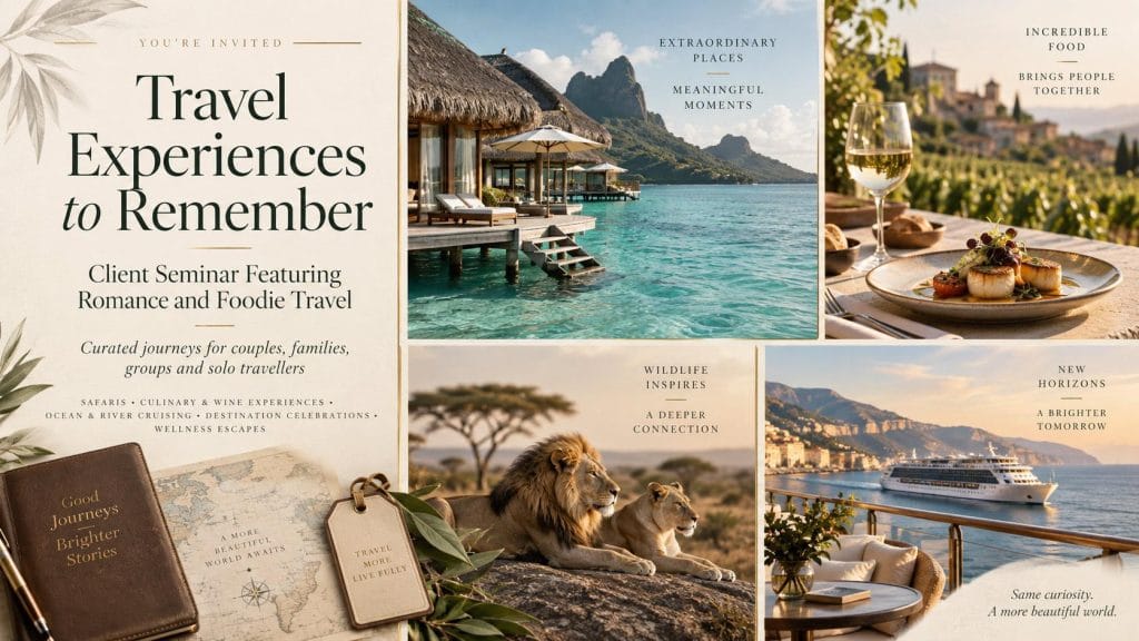Travel Experiences to Remember poster for October seminar